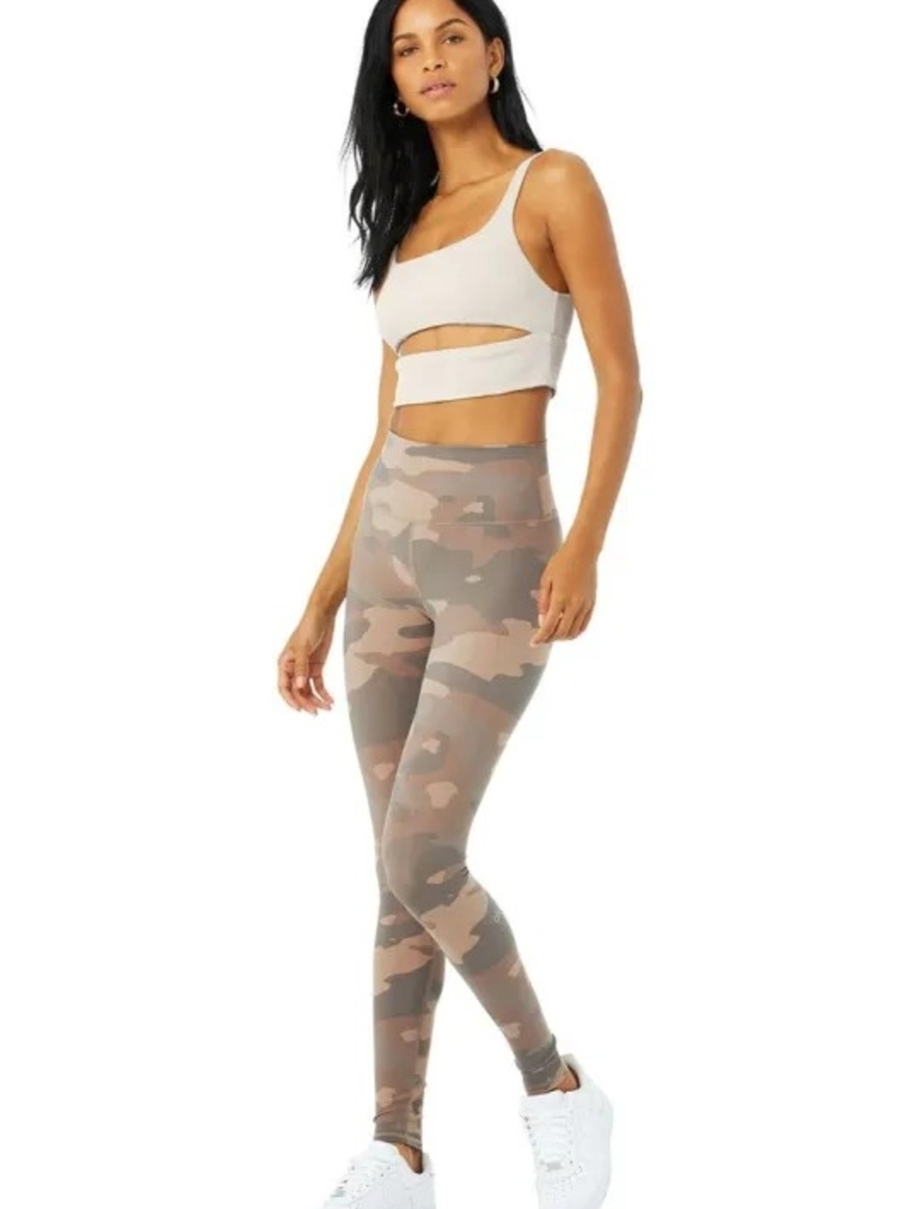 EUC- ALO Yoga High Waist Vapor Leggings in Putty Camouflage Women's Size Large